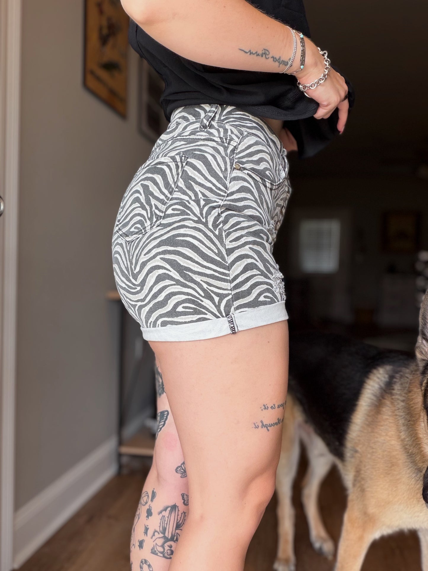 The Zebra Denim Shorts