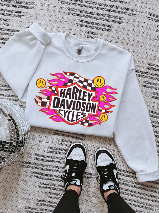 Smiley Face Harley TEE or CREWNECK