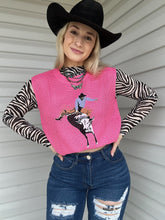 Load image into Gallery viewer, Hot Pink Cowboy Sleeveless Sweater
