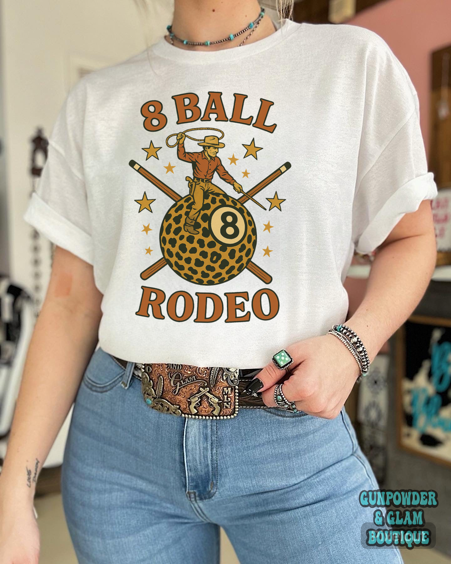 8 Ball Rodeo Tee or Crewneck