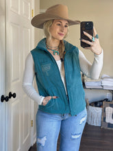 Load image into Gallery viewer, Turquoise Boot Stitch Puffer Vest
