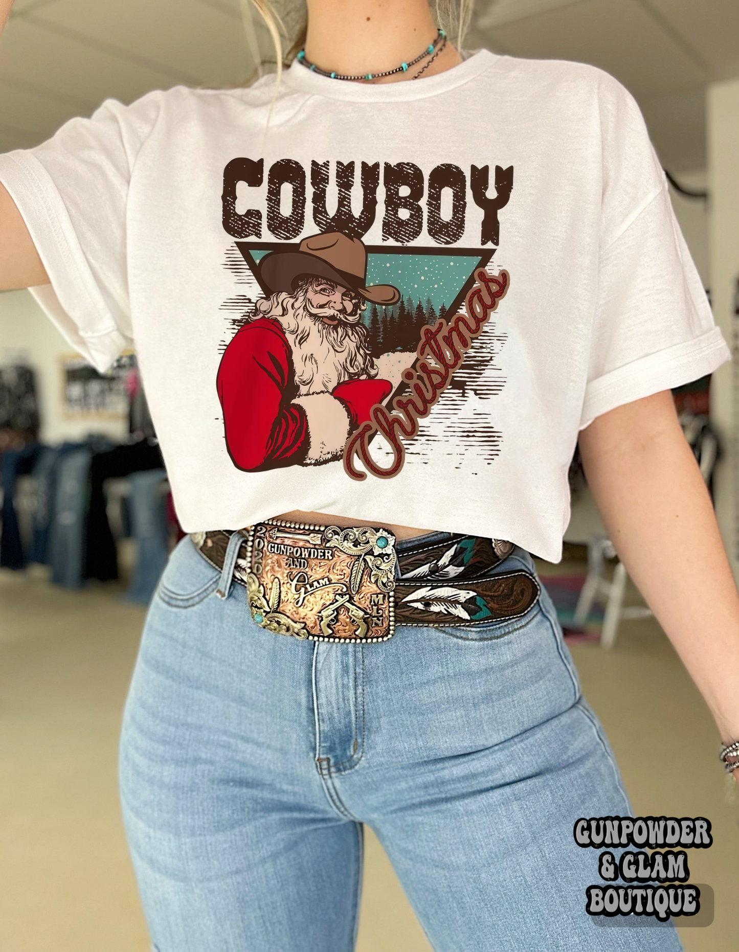Cowboy Christmas Tee or Crewneck