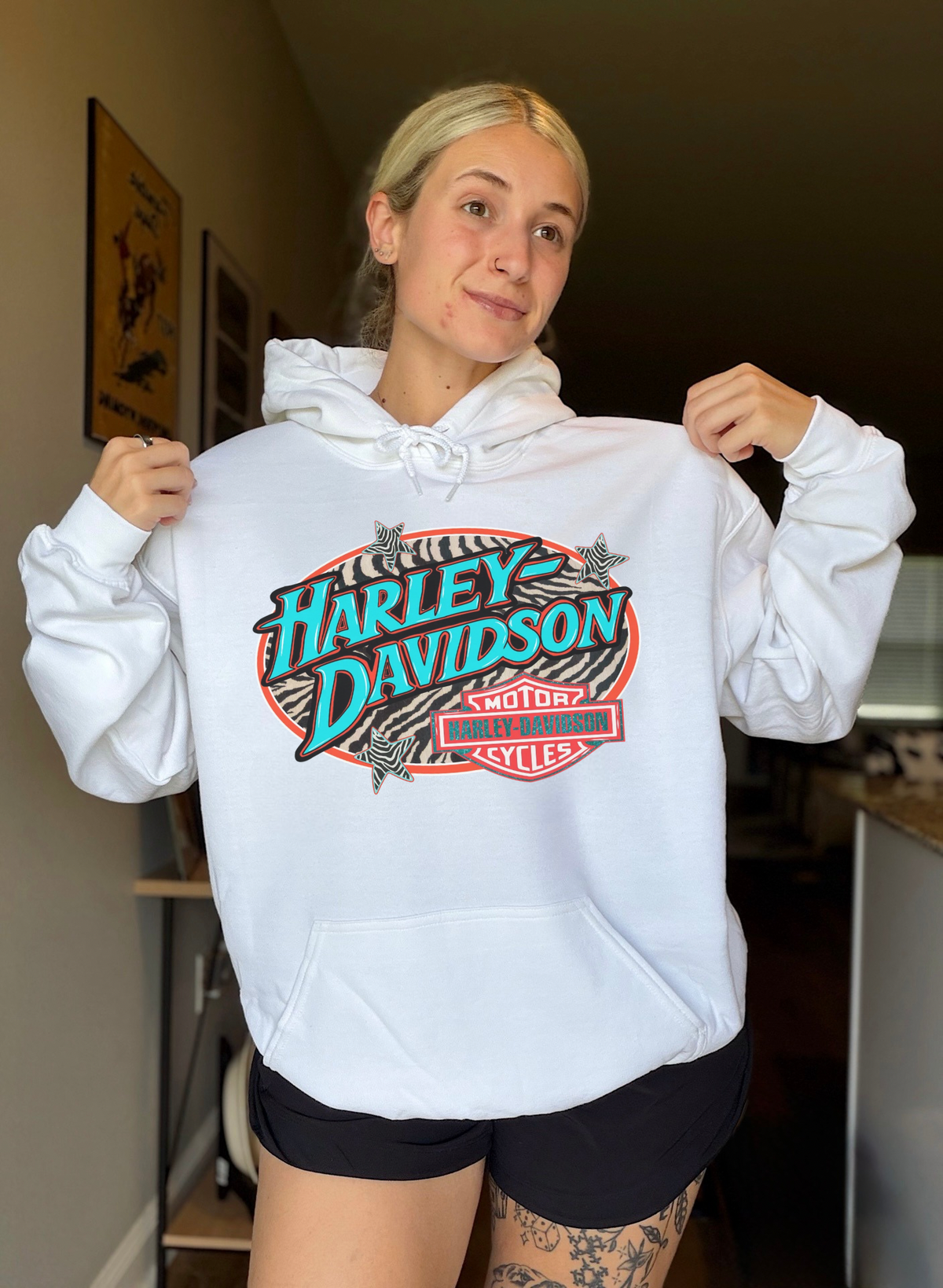 Zebra Harley Hoodie