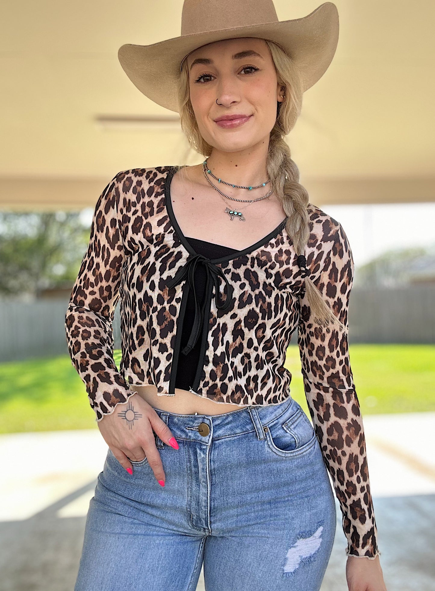 Cheetah Girl Front Tie Blouse