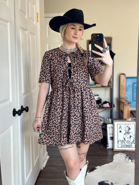Leopard Baby Doll Dress