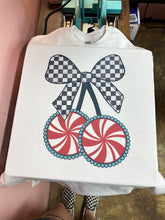 Load image into Gallery viewer, Candy Cane Bow TEE or CREWNECK
