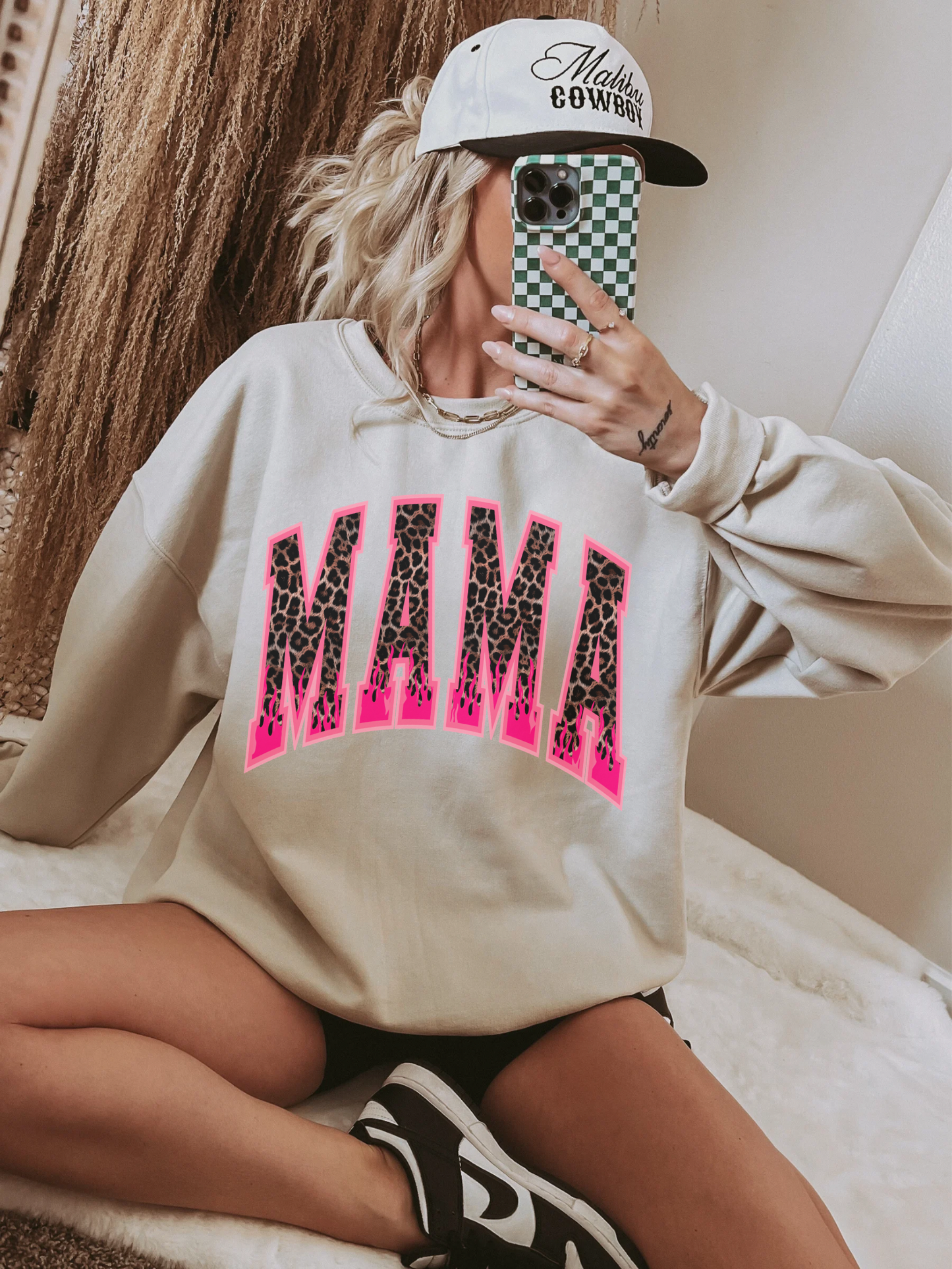 Leopard & Flames Mama TEE or CREWNECK