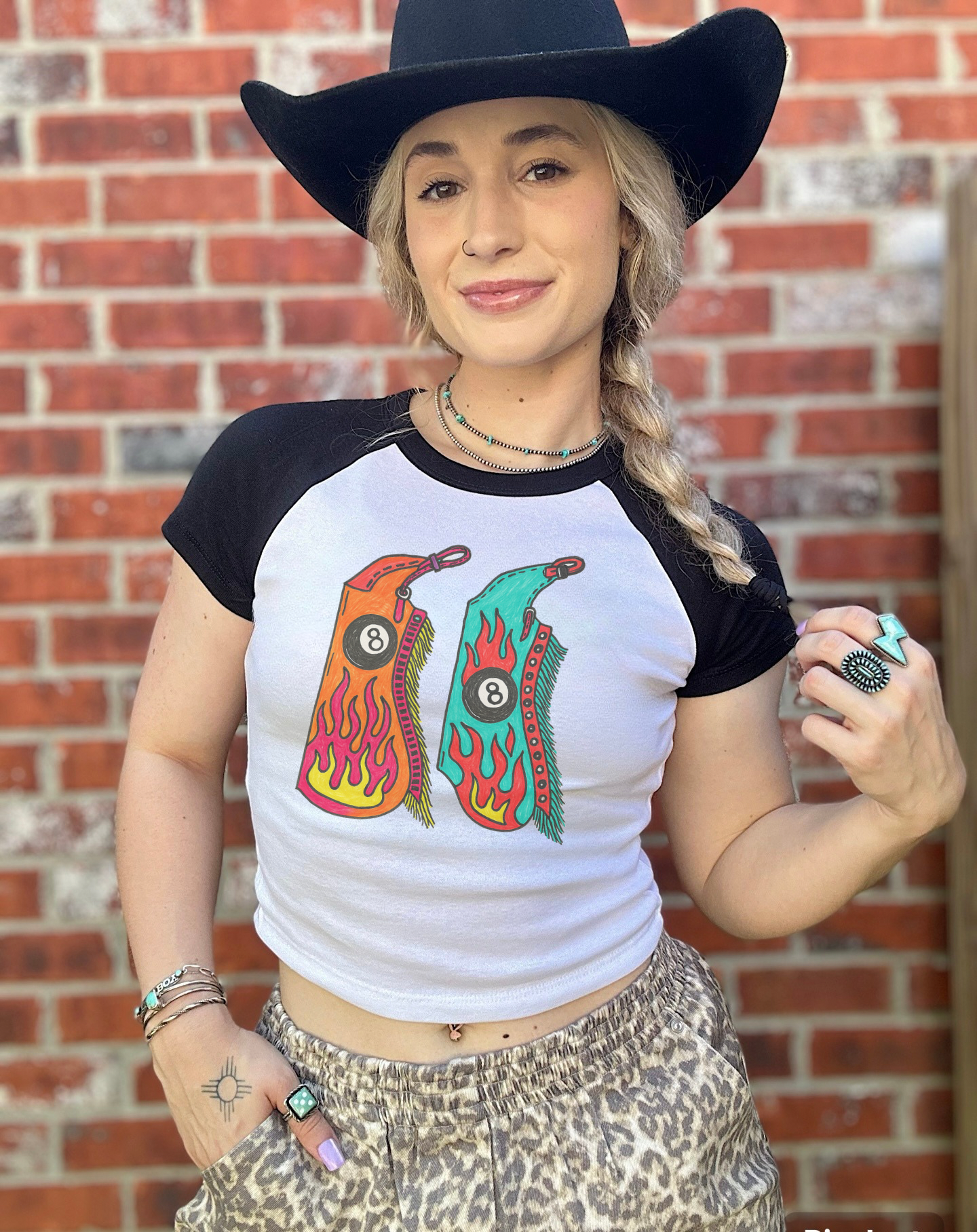 8 Ball Chaps Baby Tee