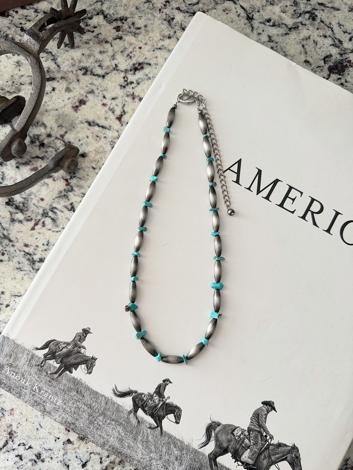 Torpedo Pearls & Turquoise Necklace