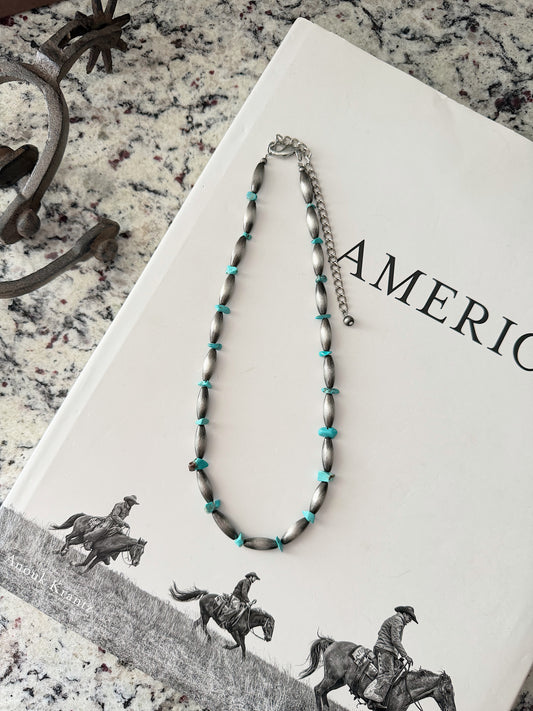 Torpedo Pearls & Turquoise Necklace
