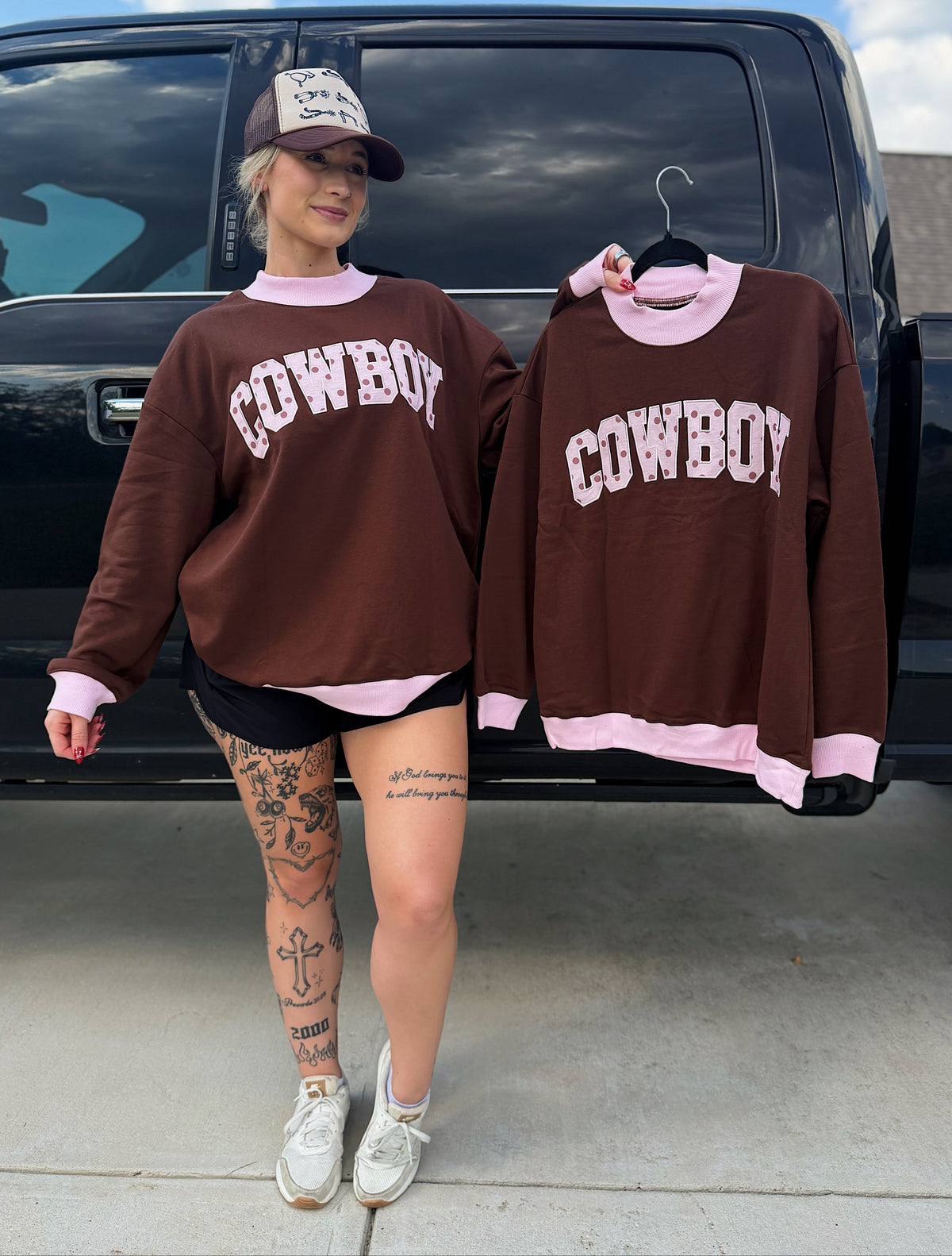 Polka Dot Cowboy Mock Neck Sweatshirt
