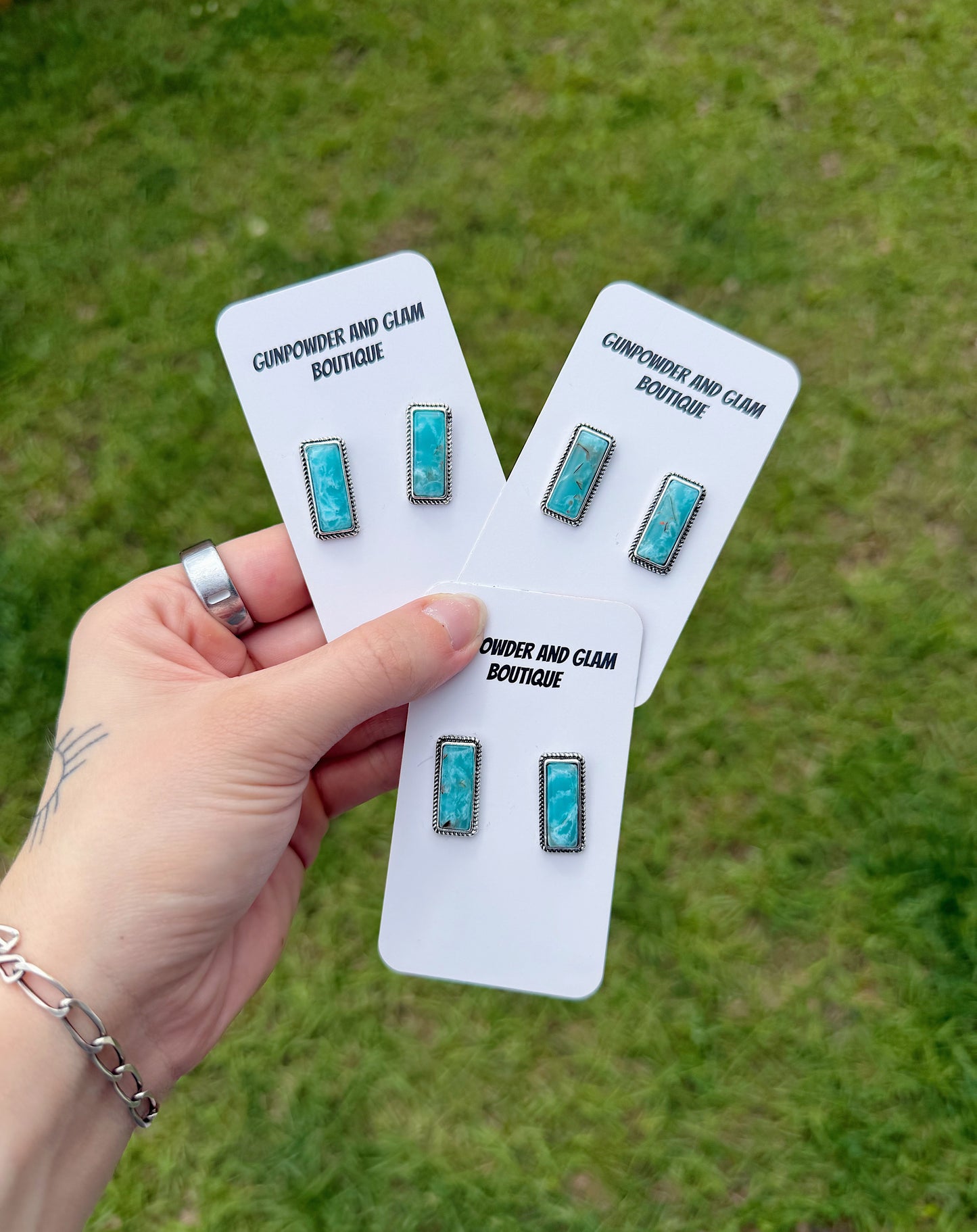 Turquoise Bar Studs