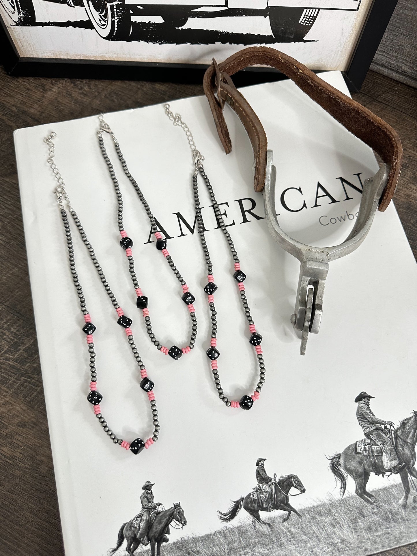 Baby Pink Dice Necklace