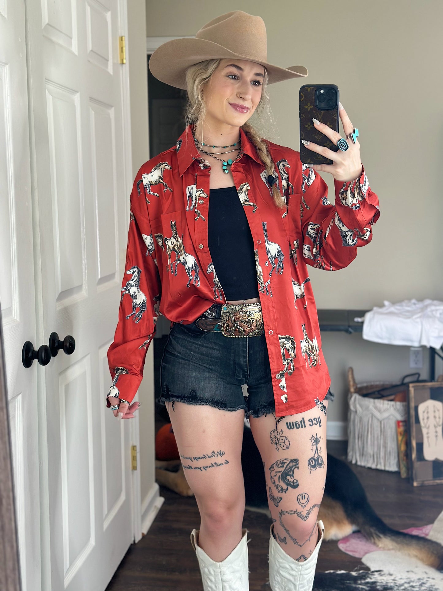 Wild Horses Button Down (Rust)