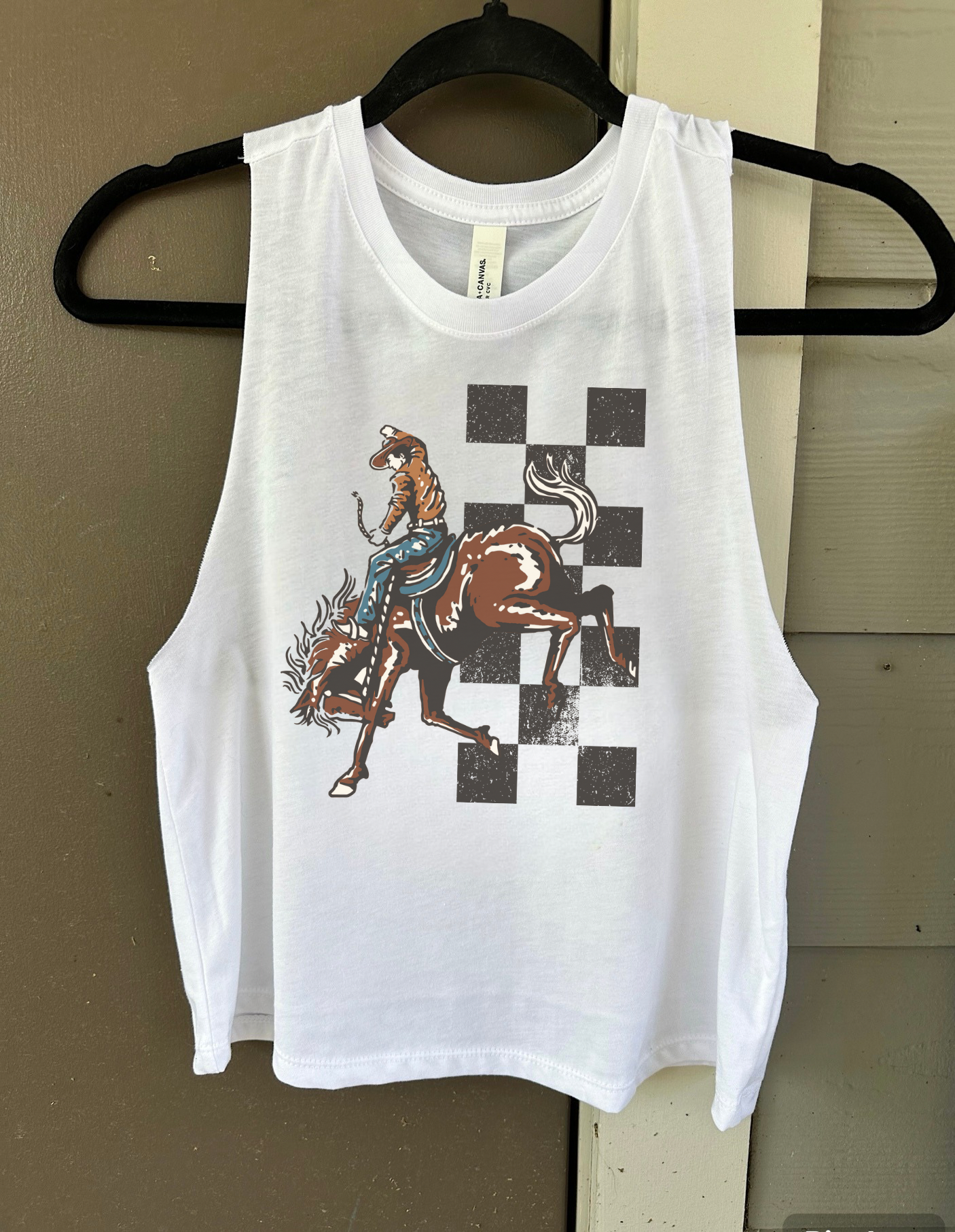 Checkered Cowboy Cropped Tank