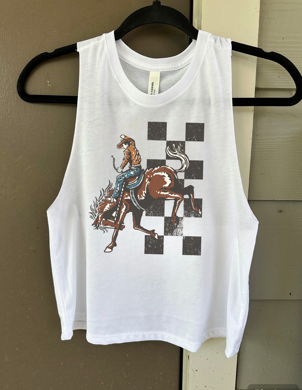 Checkered Cowboy Cropped Tank