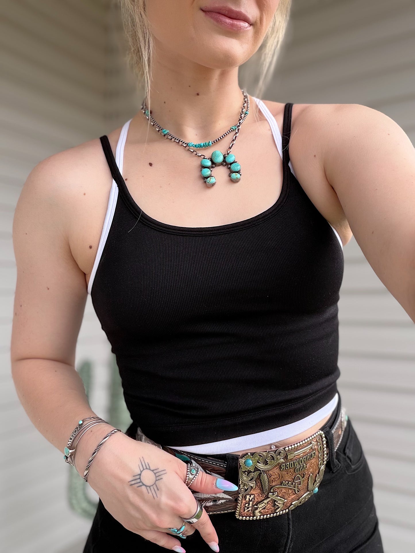 Contrast Layered Tank (Black)