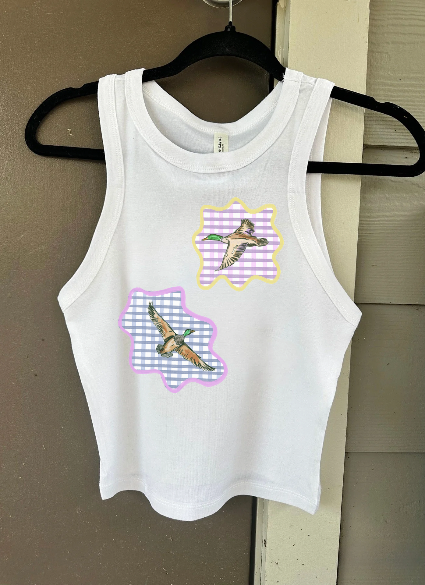 Gingham Mallards Cropped Tank