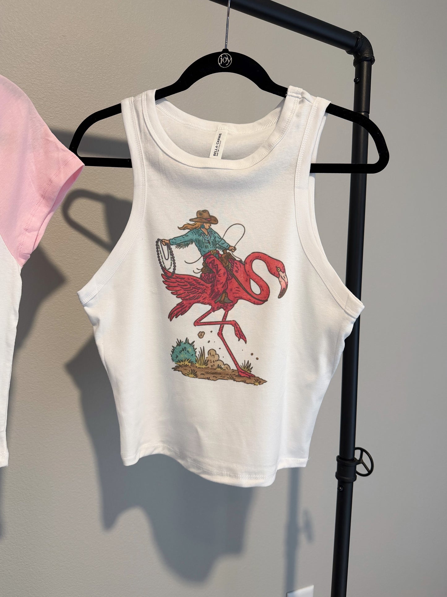 Cowgirl Flamingo Cropped Tank