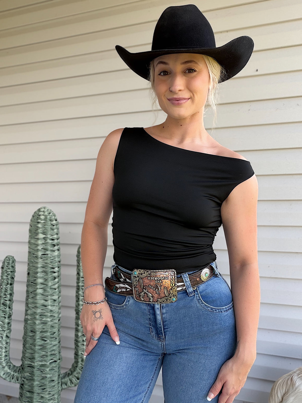 One Shoulder Top (Black)