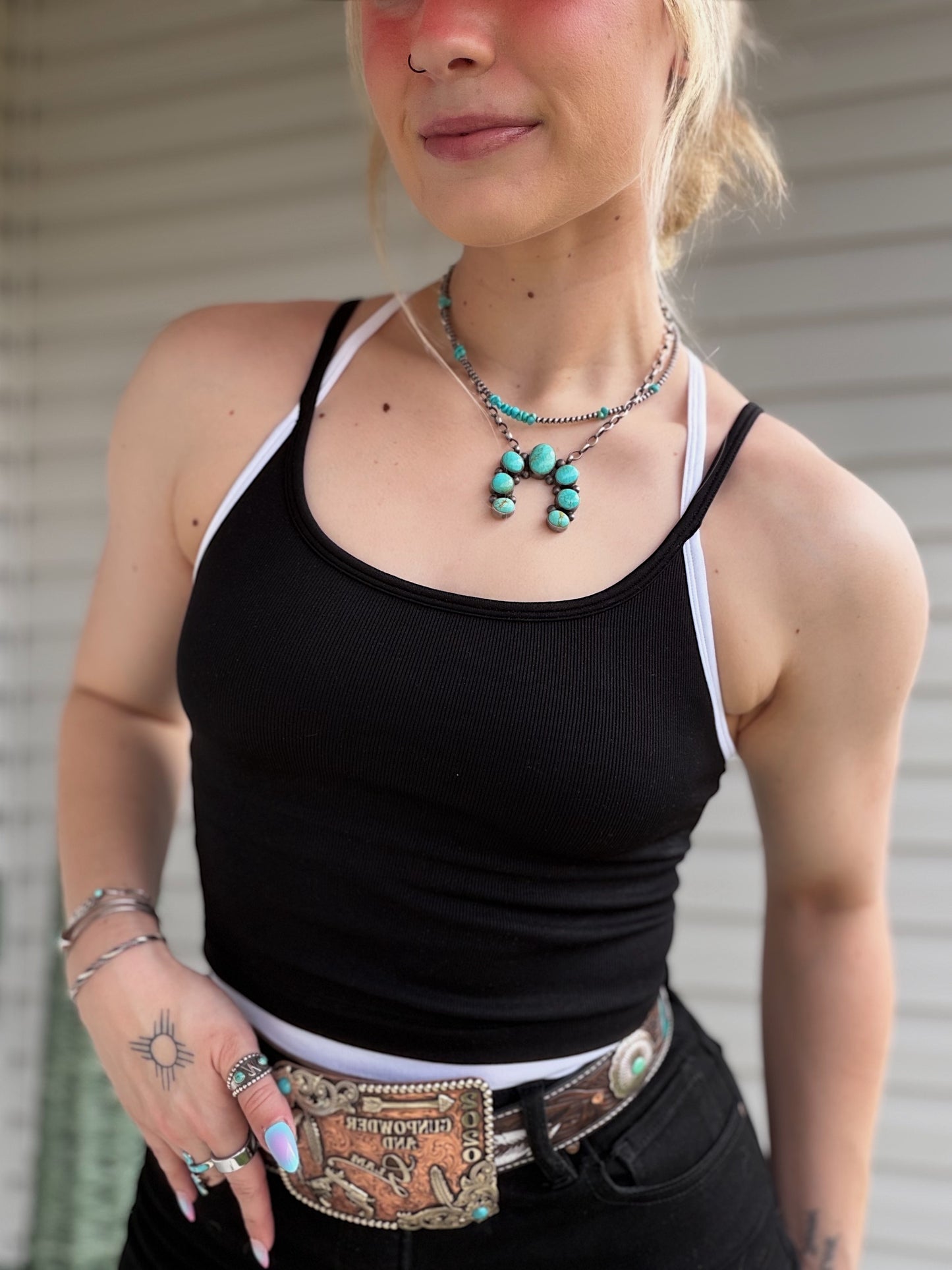 Contrast Layered Tank (Black)