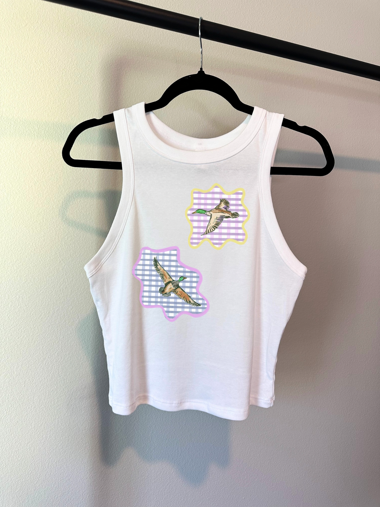 Gingham Mallards Cropped Tank