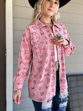 Load image into Gallery viewer, Pink Cattle Brand Shacket
