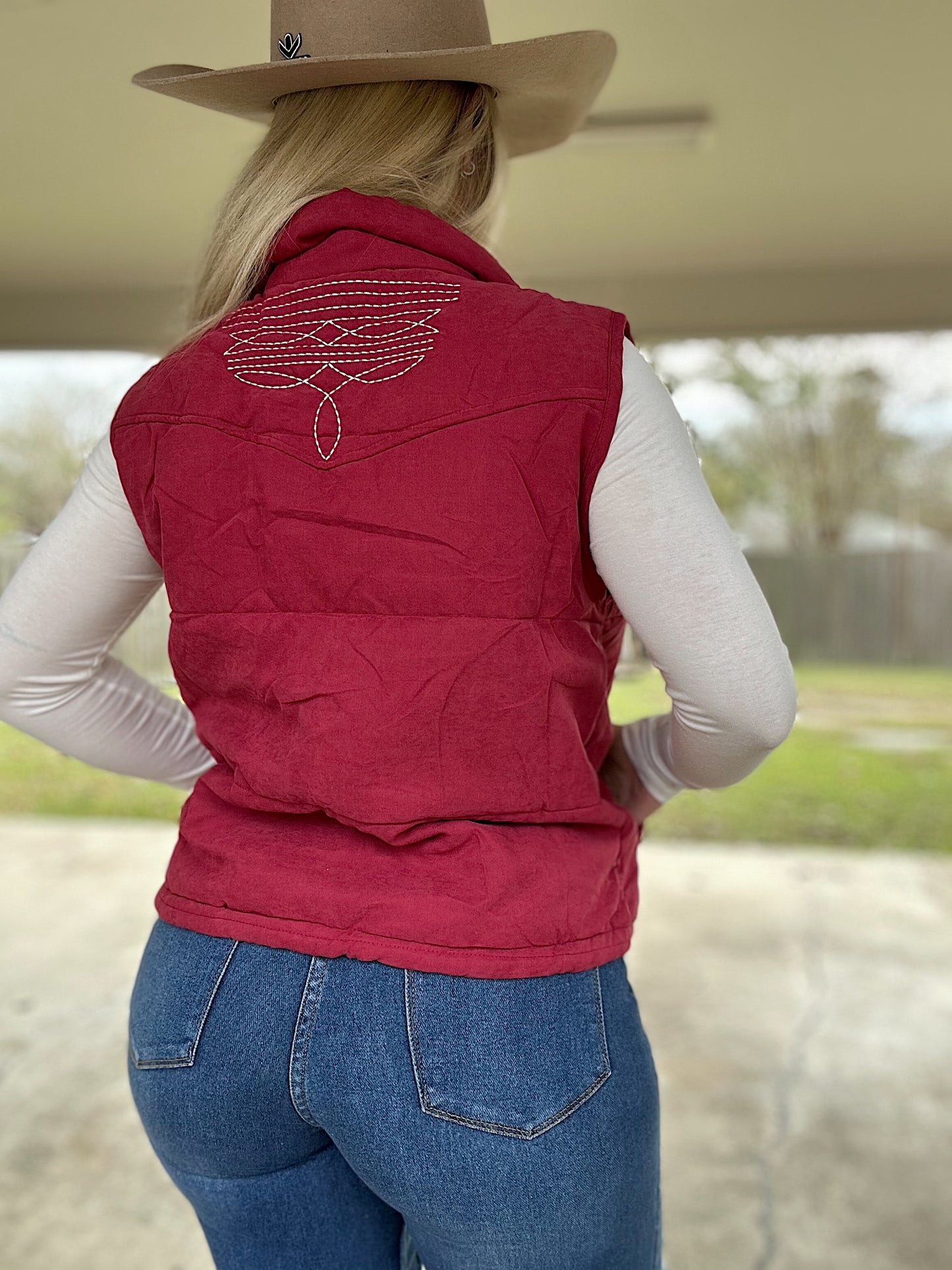 Maroon Boot Stitch Vest