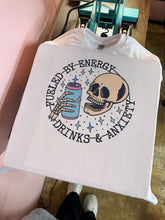Load image into Gallery viewer, Energy Drinks &amp; Anxiety TEE or CREWNECK
