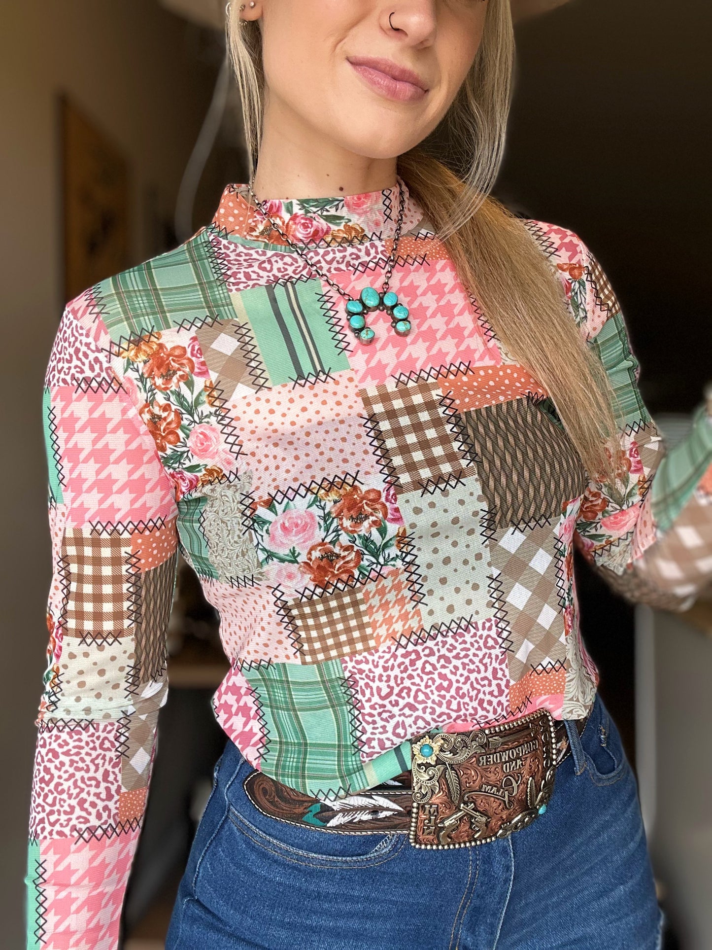 Patchwork Mesh Top