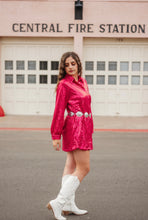Load image into Gallery viewer, Pink Sequin Shirt Dress
