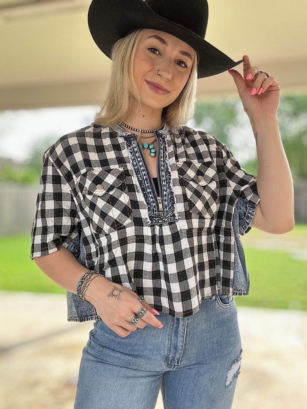 The Denim & Plaid Top