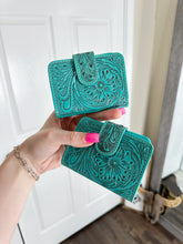 Load image into Gallery viewer, Tooled Turquoise Mini Wallet
