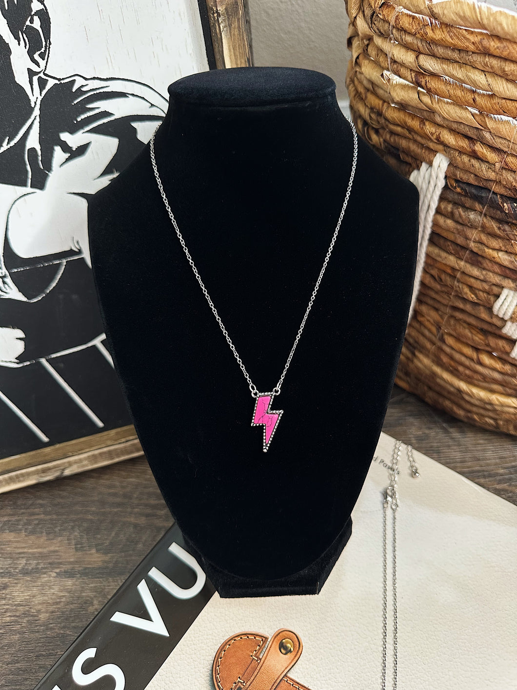 Hot Pink Bolt Necklace
