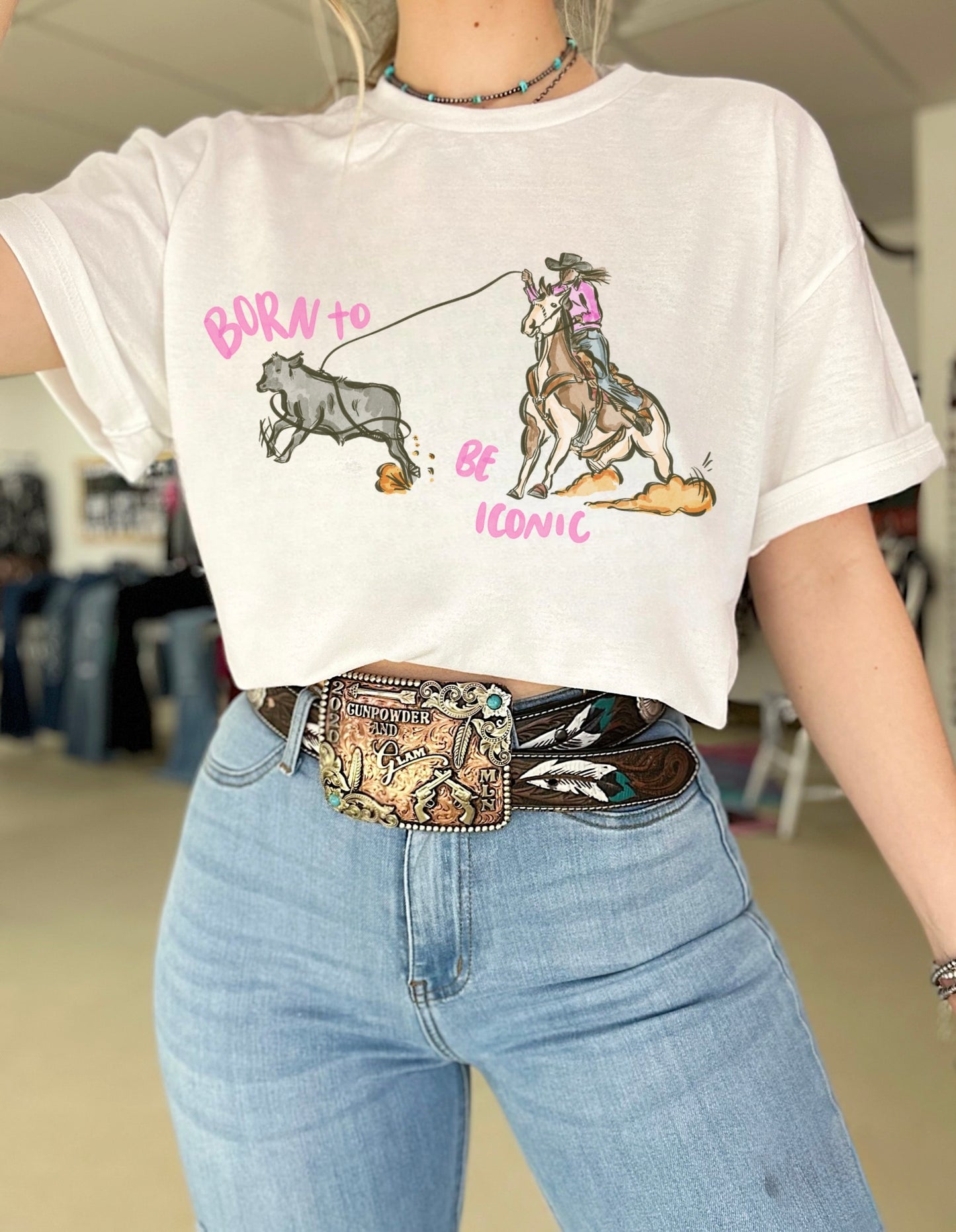 Iconic Cowgirl TEE or CREWNECK