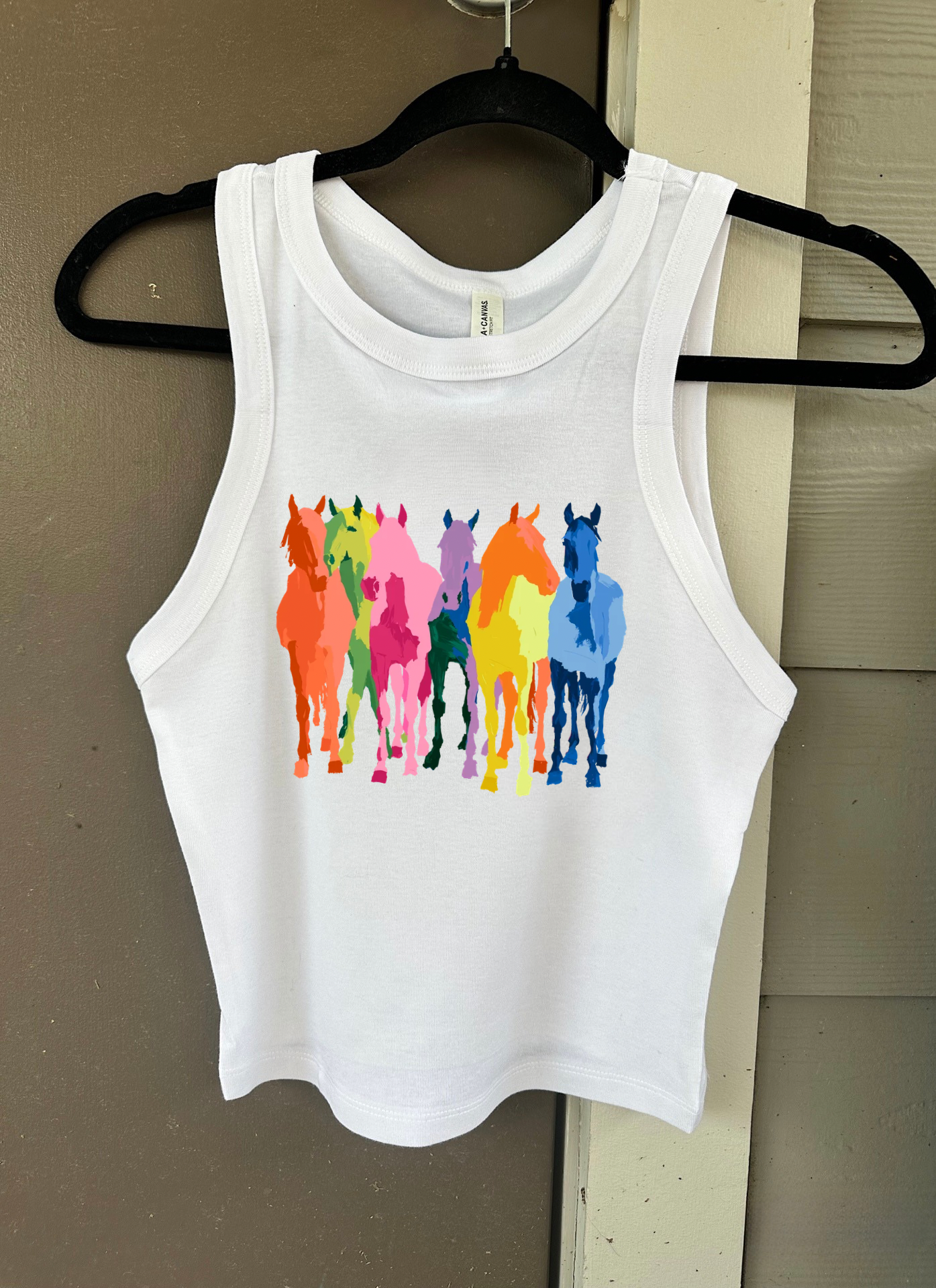 Neon Horses Cropped Tank