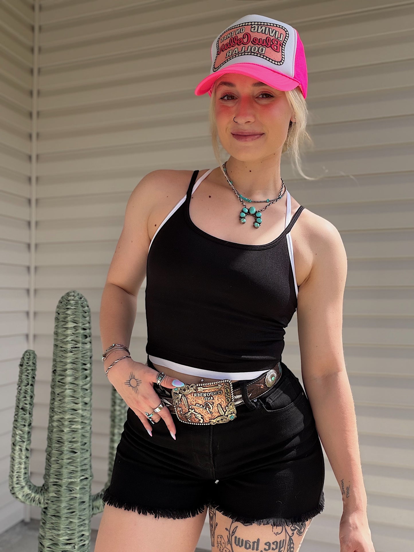 Contrast Layered Tank (Black)