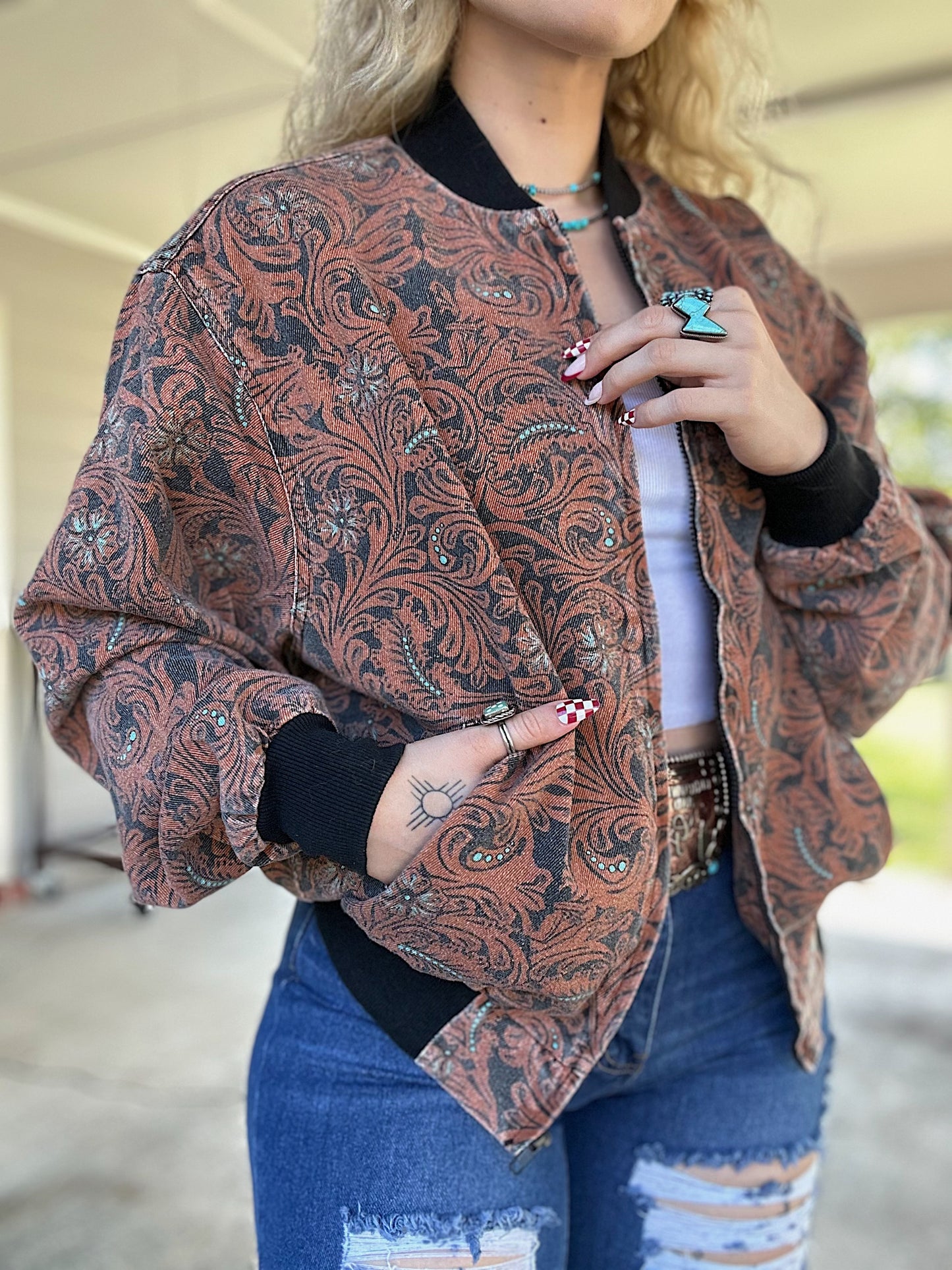 The Tooled Leather Bomber Jacket