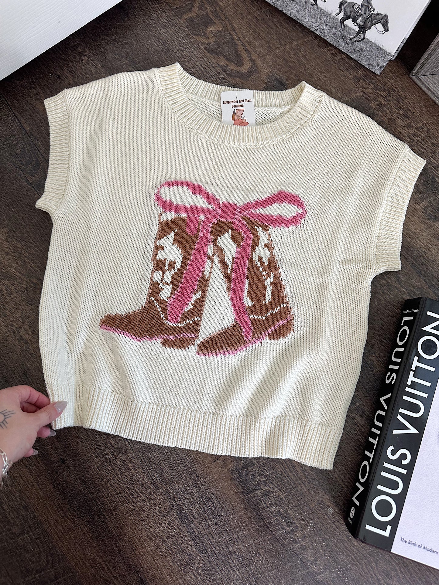 Boots & Bows Sleeveless Sweater