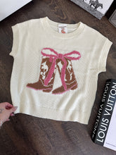 Load image into Gallery viewer, Boots &amp; Bows Sleeveless Sweater
