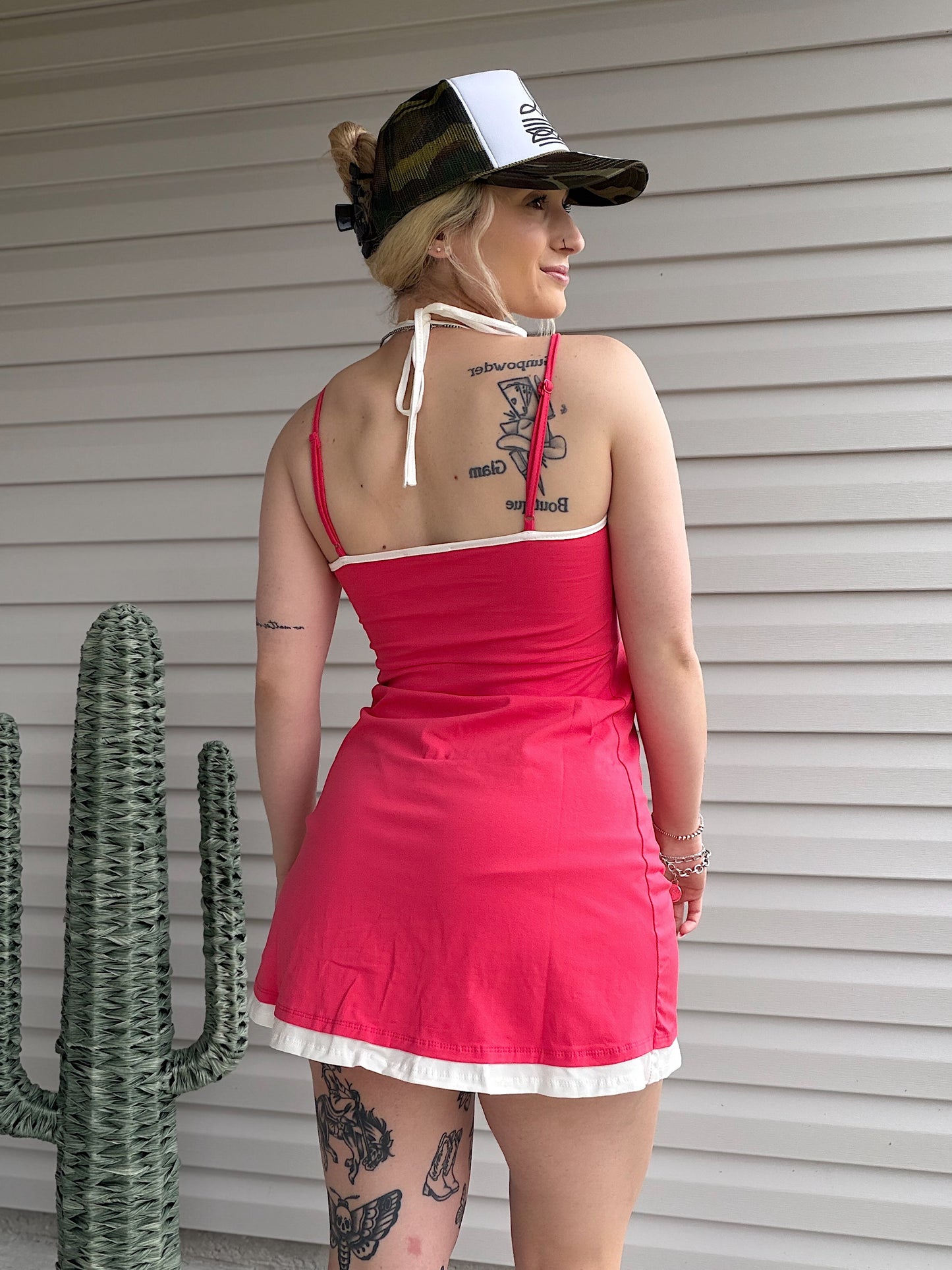 The Hot Shot Halter Dress (Red)
