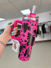 Load image into Gallery viewer, Hot Pink Cow Print Tumbler
