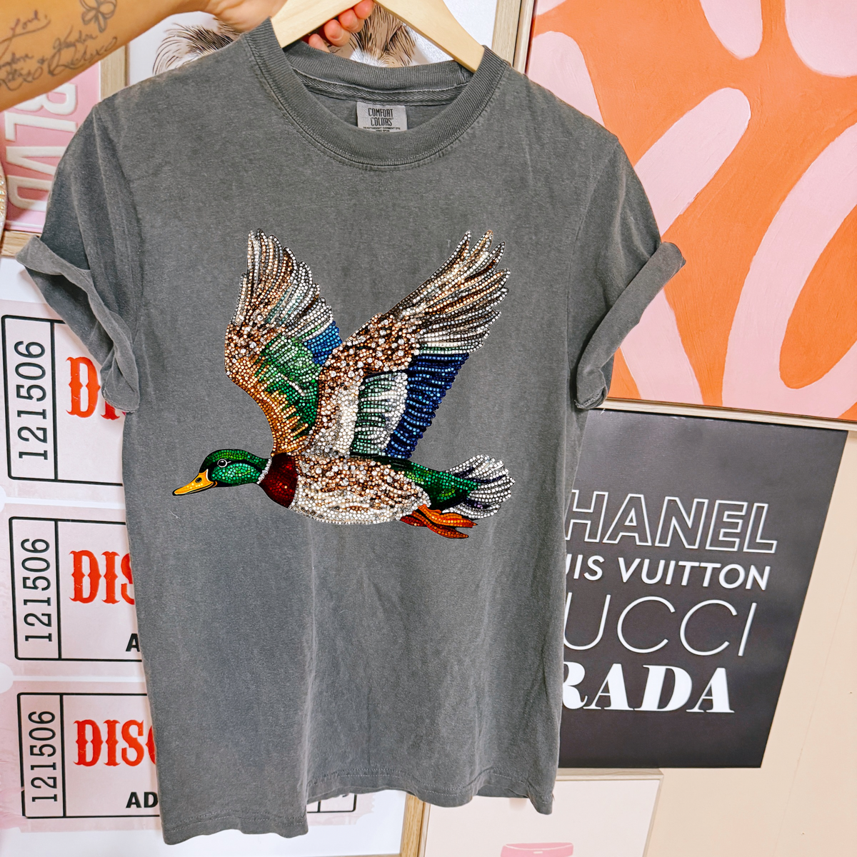 Faux Rhinestone Mallard COMFORT COLORS TEE