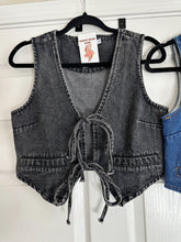 Load image into Gallery viewer, Denim Tie Vest (Black)
