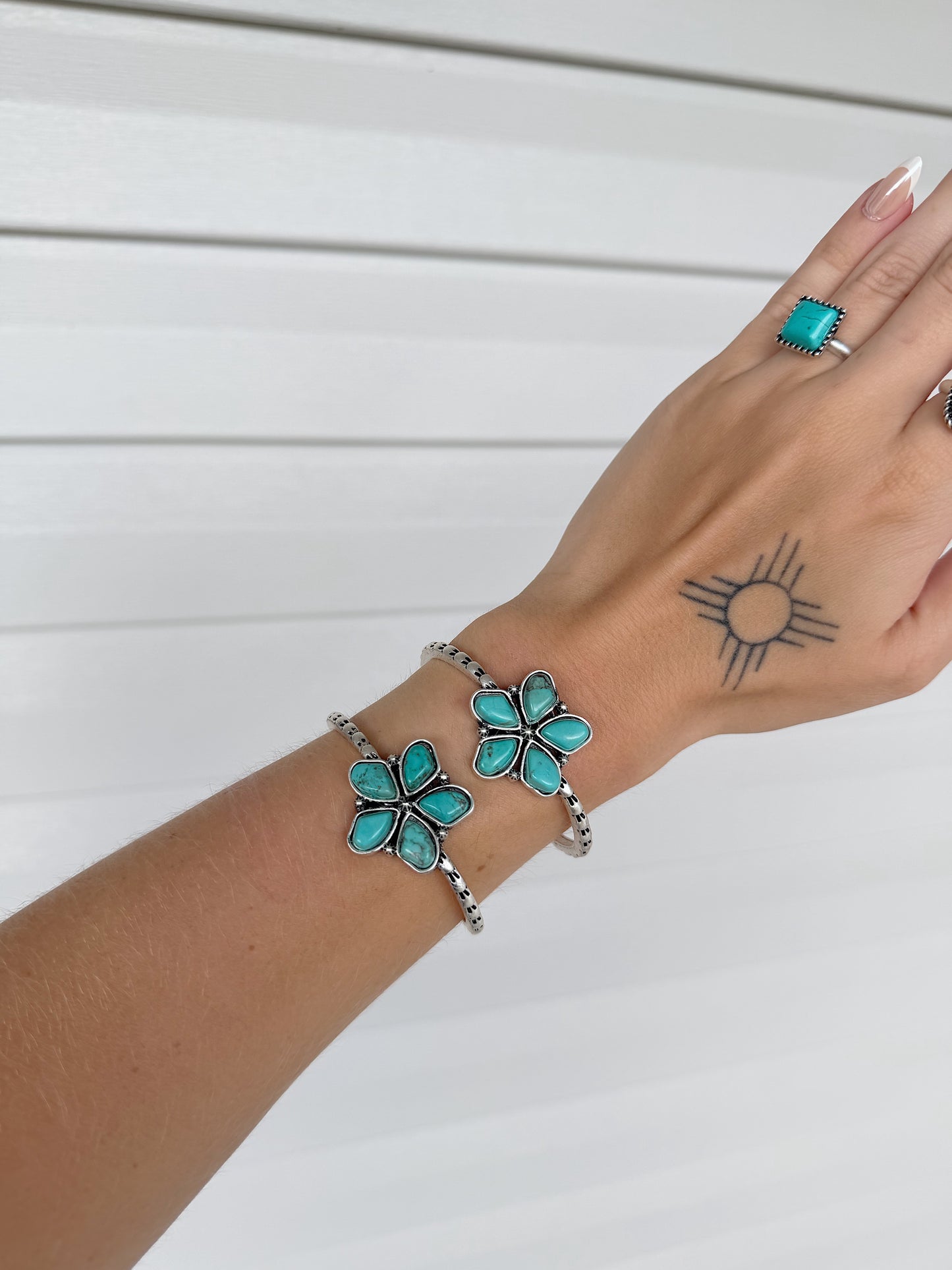 Turquoise Flower Cuff