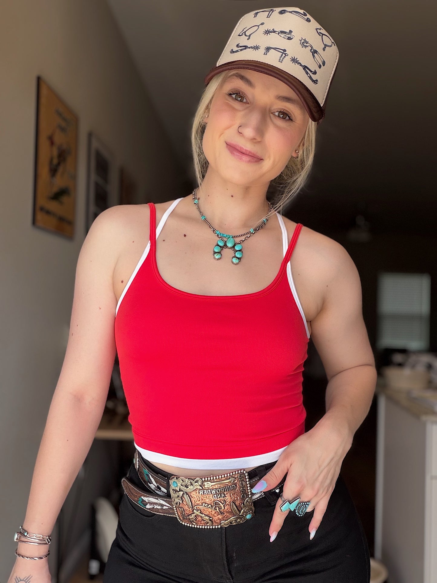 Contrast Layered Tank (Red)