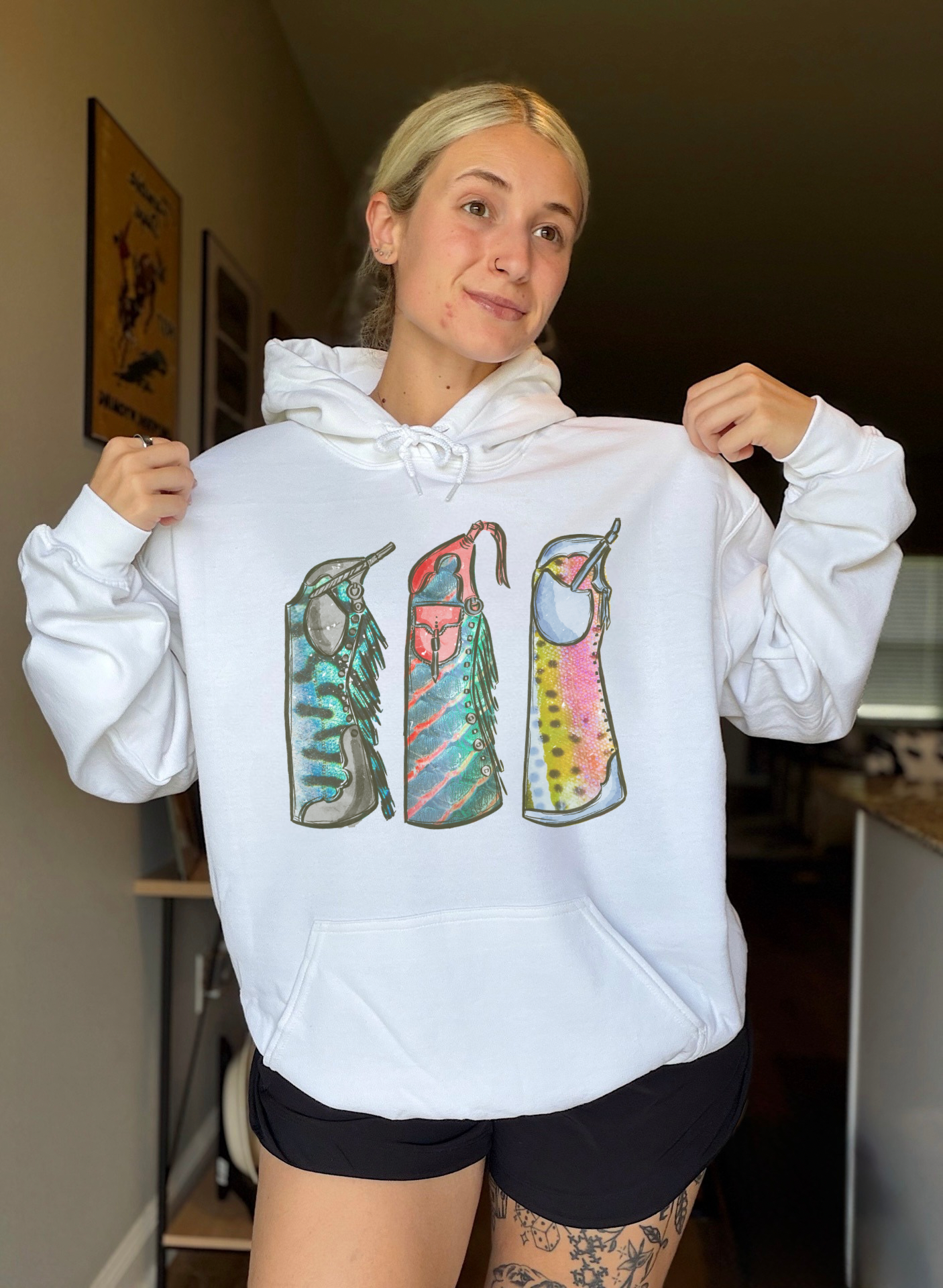 Fishie Print Chaps Hoodie