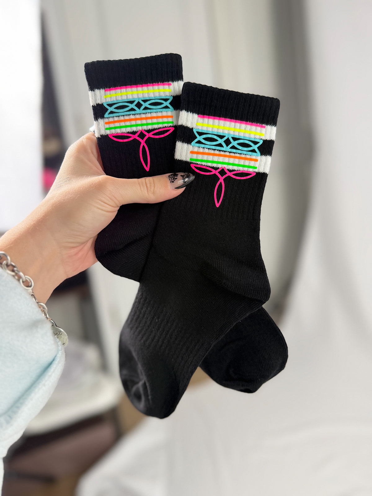 Neon Boot Stitch Socks