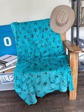 Load image into Gallery viewer, Turquoise Cattle Brand Throw Blanket (Lightweight Queen)
