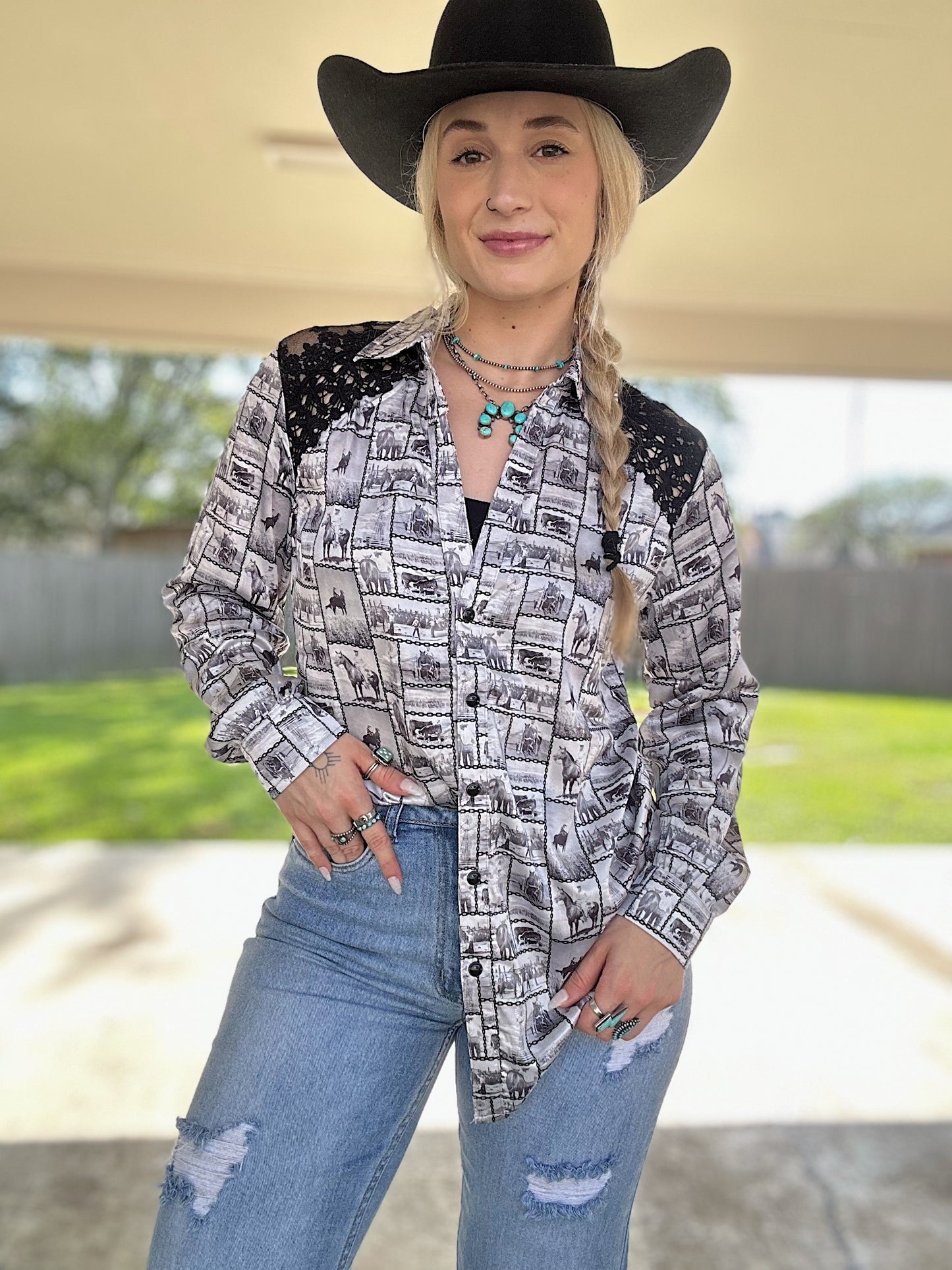 Lasso The Lace Button Down